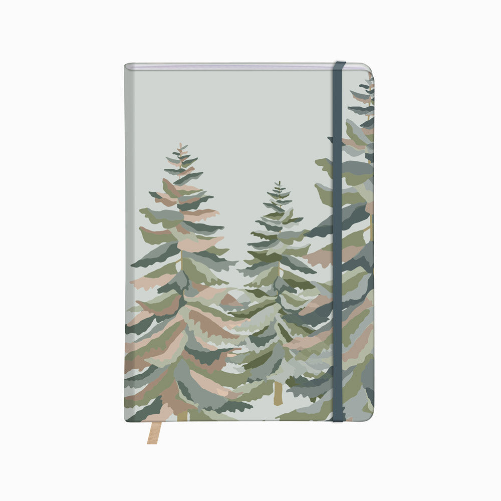 carnet rembordé rigide A5 motif sapins