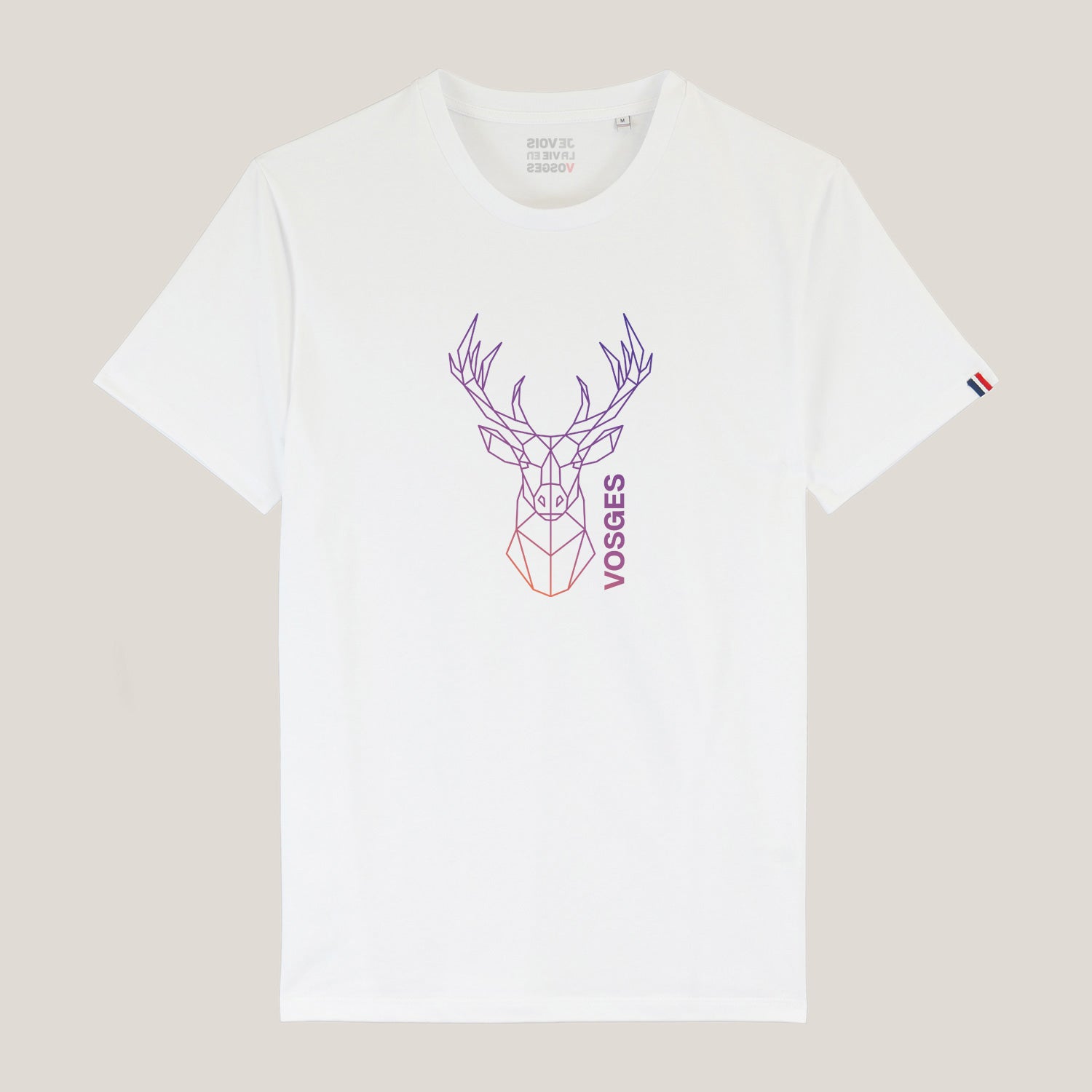 t-shirt blanc cerf stylisé vue de face