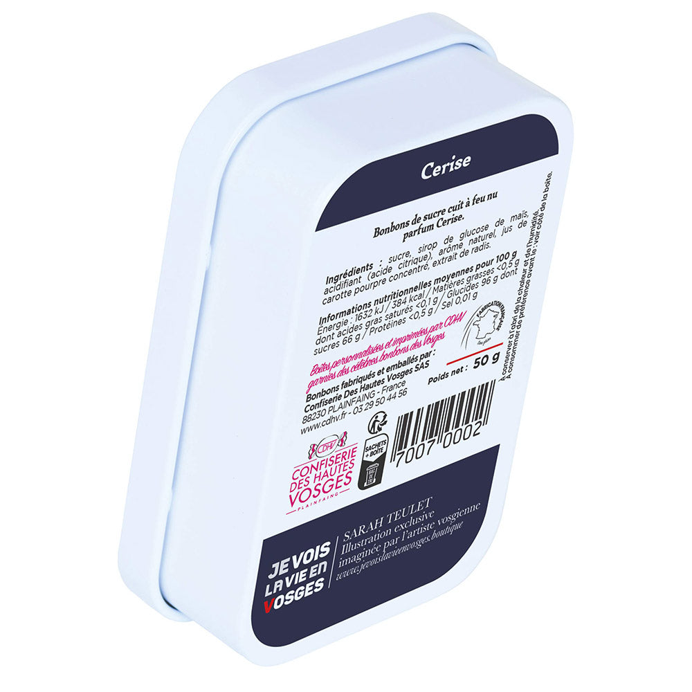 dos boite de bonbons parfum cerise