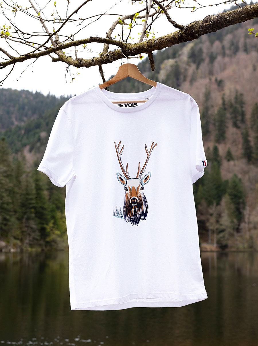 t-shirt blanc grand cerf suspendu